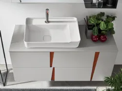 Mobile da Bagno in laccato Grigio Londra opaco con maniglie in laccato Mattone opaco Wector 07 di Ardeco