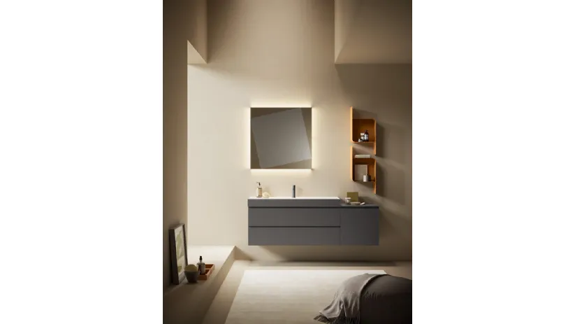 Mobile da Bagno sospeso Yang 03 in laccato Piombo opaco di Ardeco