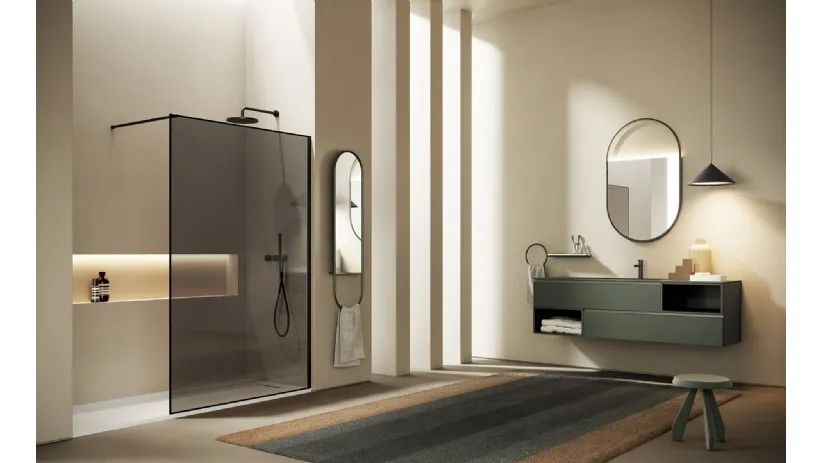 Mobile da Bagno sospeso Yang 05 in laccato Roccia opaco di Ardeco