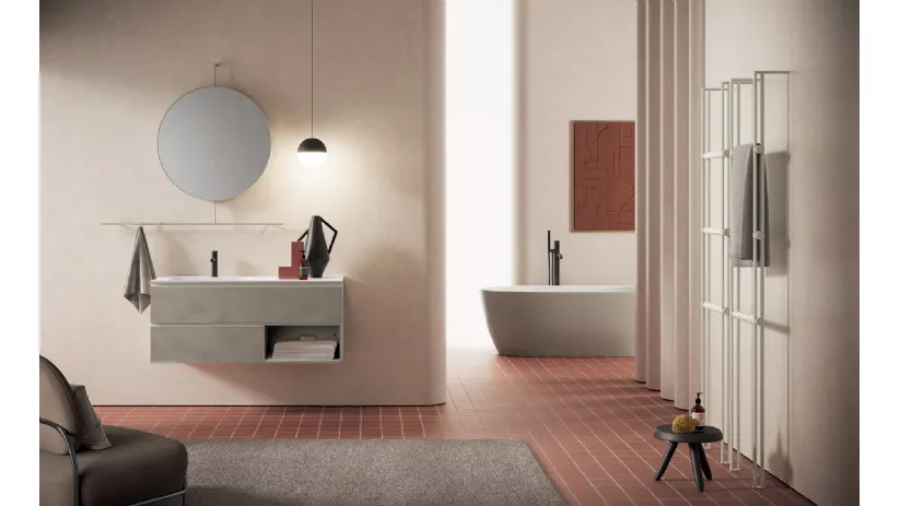 Mobile da Bagno sospeso Yang 09 in melaminico Malta Visone di Ardeco