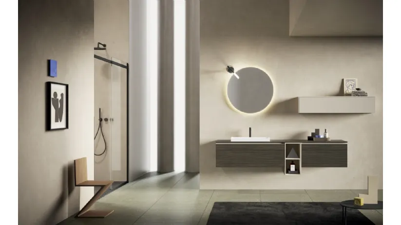 Mobile da Bagno sospeso Yang 12 in melaminico Geowood Moka di Ardeco