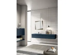 Mobile da Bagno sospeso Yoko 08 in laccato Blu Notte opaco di Ardeco