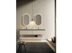 Mobile da Bagno sospeso Yoko 10 in laccato Conchiglia opaco di Ardeco