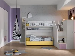 Cameretta con scrivania nella parte superiore e cabina armadio in quella inferiore Alpha Letto a Soppalco G040 di Doimo Cityline