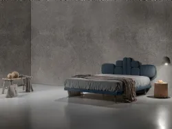 Letto in tessuto con testiera di design Twist Lionel di Excò