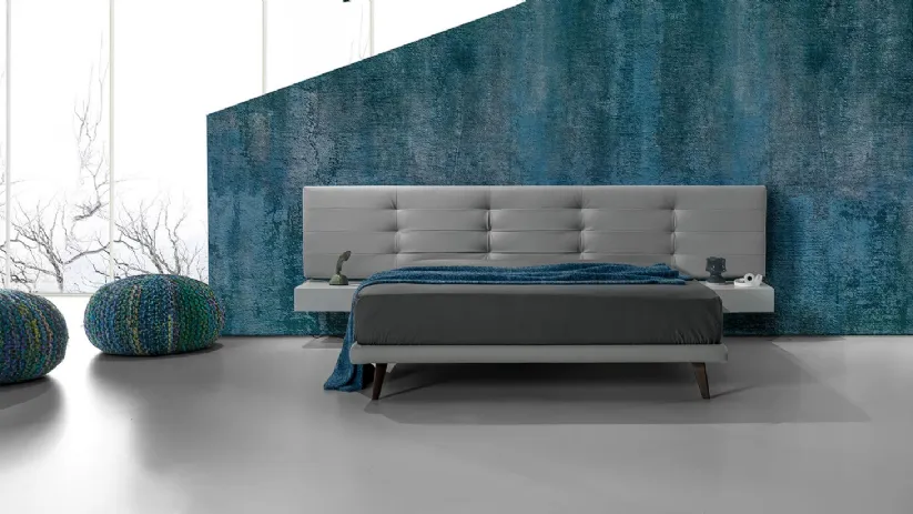 Letto in pelle con testiera trapuntata Twist Tess 290 di Excò