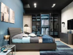 Letto in laccato grafite con testiera MC039 di Moretti Compact
