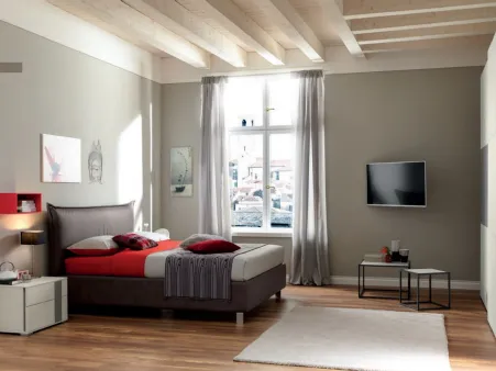 Letto con testiera in ecopelle Ardesia NC106 di Moretti Compact