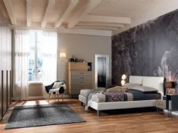 Letto con testiera imbottita in ecopelle NC111 Moretti Compact