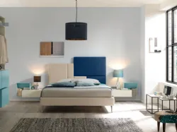 Letto con testiera asimmetrica in ecopelle NC113 di Moretti Compact