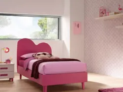 Letto singolo in laccato Ciclamino con testiera Air SC105 di Moretti Compact