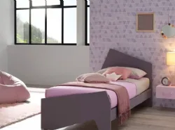 Letto singolo con testiera e pediera asimmetriche in laccato Mora SC110 di Moretti Compact