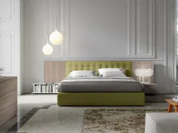 Letto Line Inca Gold con boiserie rivestita tessuto di Spagnol Mobili