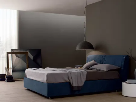 Letto in tessuto imbottito con testiera London di Spagnol Mobili