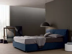 Letto in tessuto imbottito con testiera London di Spagnol Mobili