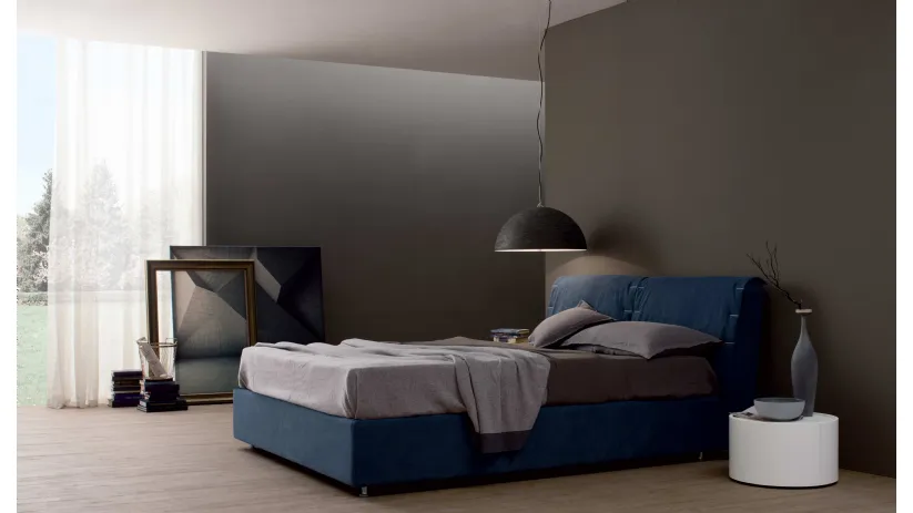 Letto in tessuto imbottito con testiera London di Spagnol Mobili