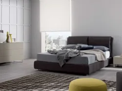 Letto in pelle con box contenitore Spazio di Spagnol Mobili