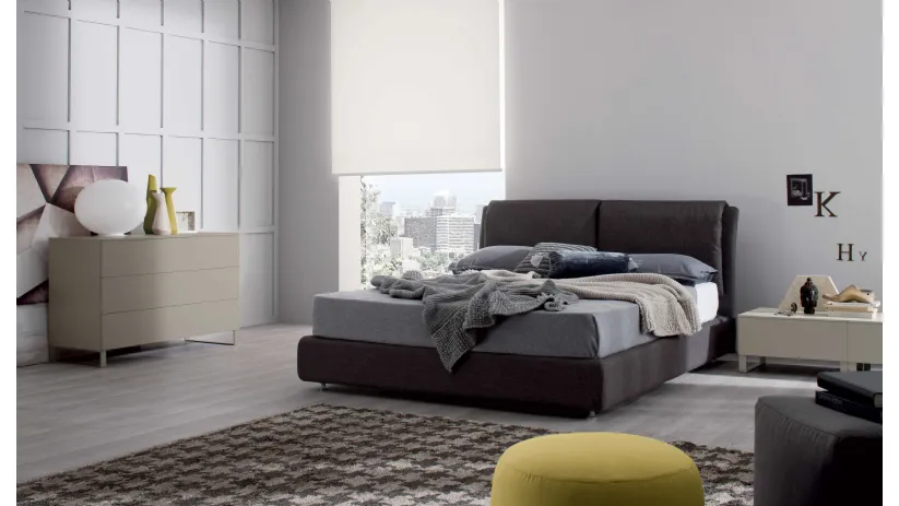 Letto in pelle con box contenitore Spazio di Spagnol Mobili