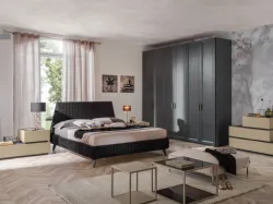 Letto matrimoniale VG501 con testiera in tessuto trapuntato di Moretti Compact