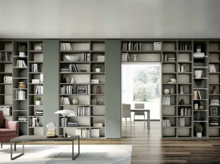 Libreria componibile a muro Living 809 in laccato opaco di Spagnol Mobili