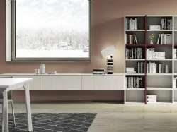 Libreria Living 861 in laccato opaco e gessato madreperla di Spagnol Mobili