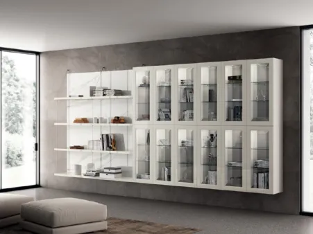 Libreria Living Exclusiva in laccato lucido Bianco Prestige di Scavolini
