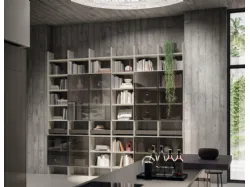 Libreria Living Libra in laccato opaco Grigio Gabbiano e Cuvé di Scavolini