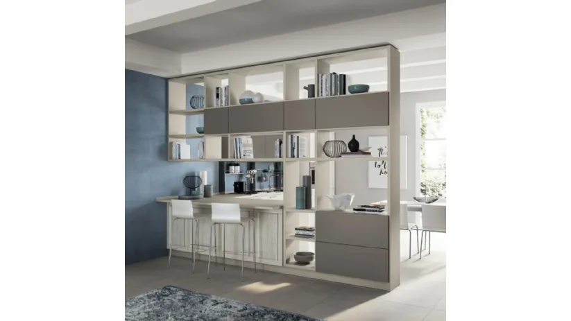 Libreria divisoria Living Sax in decorativo Grigio Gabbiano di Scavolini