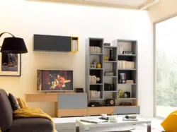 Libreria sospesa in laccato grigio Outline LV105 di Moretti Compact
