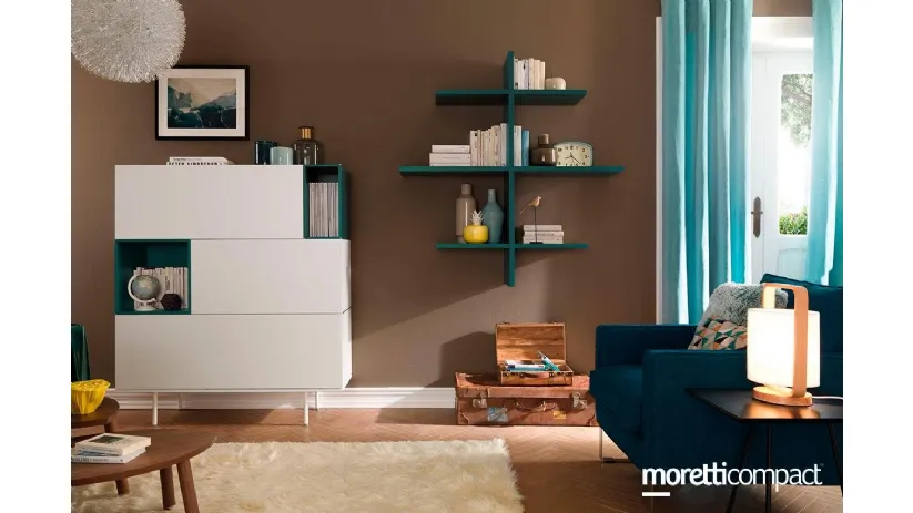 Libreria moderna in laccato opaco LV202 di Moretti Compact