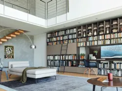 Libreria con vano porta TV Modo M6C68 in laccato opaco di Sangiacomo
