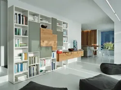 Libreria Modo M6C71 in laccato opaco e Rovere nodato di Sangiacomo