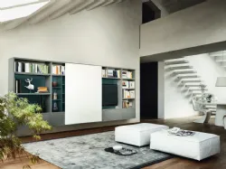 Libreria con vano porta TV Modo M6C76 in laccato opaco di Sangiacomo