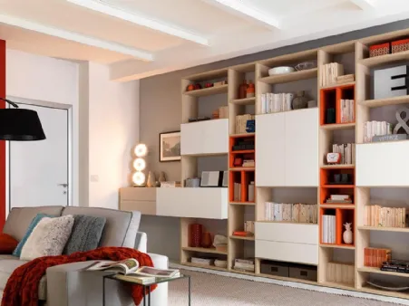 Libreria in melaminico larice e frassino Wallbox LV117 di Moretti Compact