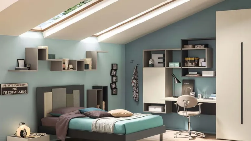 Libreria in melaminico e  laccato YC317 di Moretti Compact