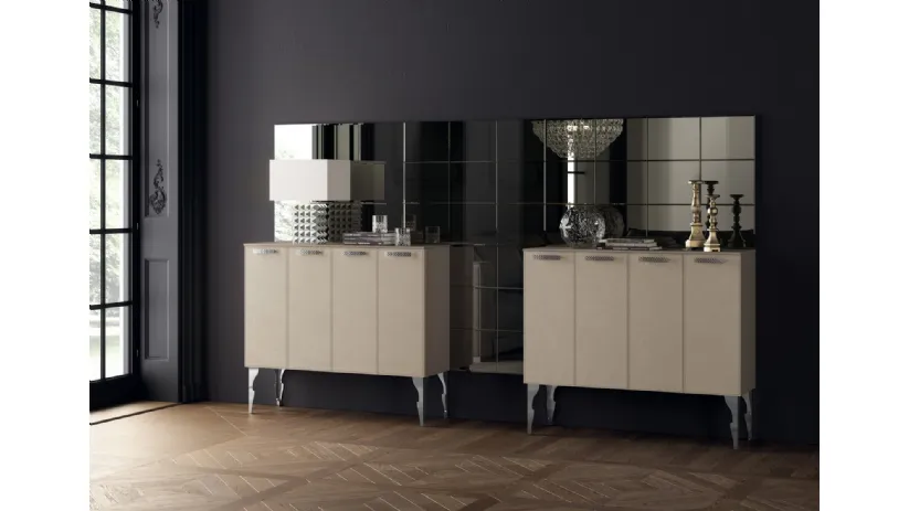 Madia Living Exclusiva alta in Pelle Grigio Perla di Scavolini