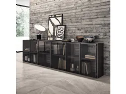 Madia Living Motus in alluminio Grigio Antracite e Vetro Fumé di Scavolini