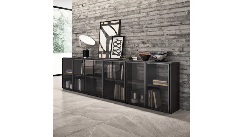 Madia Living Motus in alluminio Grigio Antracite e Vetro Fumé di Scavolini