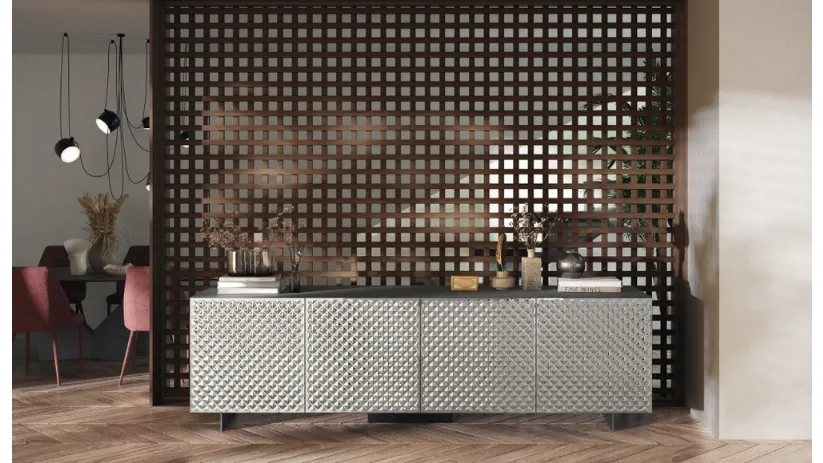 Madia Sideboard 03 in vetro specchiato a rombi di Scavolini