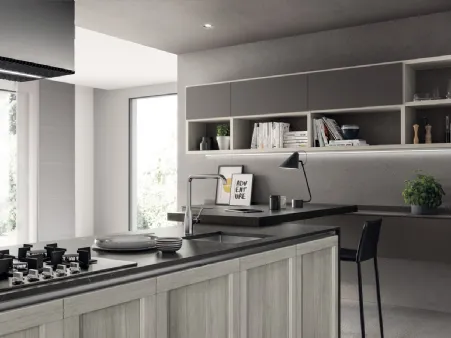 Parete Attrezzata sospesa Living Evolution in laccato Grigio di Scavolini
