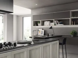 Parete Attrezzata sospesa Living Evolution in laccato Grigio di Scavolini