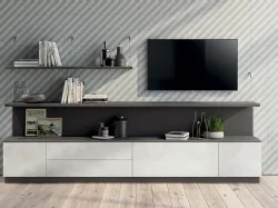 Parete Attrezzata Living Evolution in decorativo Concrete di Scavolini