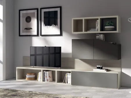 Parete Attrezzata Living Flux in laccato opaco Grigio Titanio di Scavolini