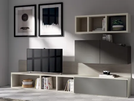 Parete Attrezzata Living Flux in decorativo Olmo Jaipur di Scavolini
