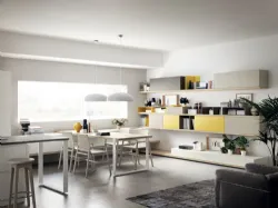 Parete Attrezzata Living Foodshelf in laccato Tortora e Giallo di Scavolini