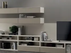 Parete Attrezzata Living Mood in Laccato opaco Tortora di Scavolini