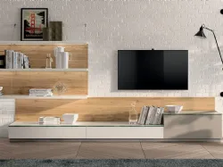 Parete Attrezzata Living Mood in laccato opaco Visone e Bianco Prestige di Scavolini