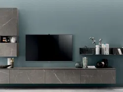 Parete Attrezzata sospesa Living Mood in Laminato Pietra Grey di Scavolini