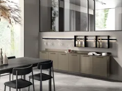 Parete Attrezzata sospesa Living Musa in laccato Grigio Matera di Scavolini