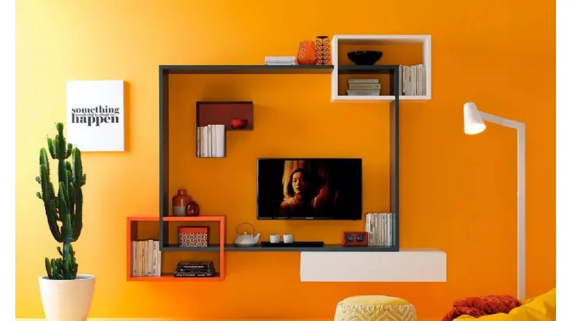 Parete attrezzata di design sospesa LV109 di Moretti Compact